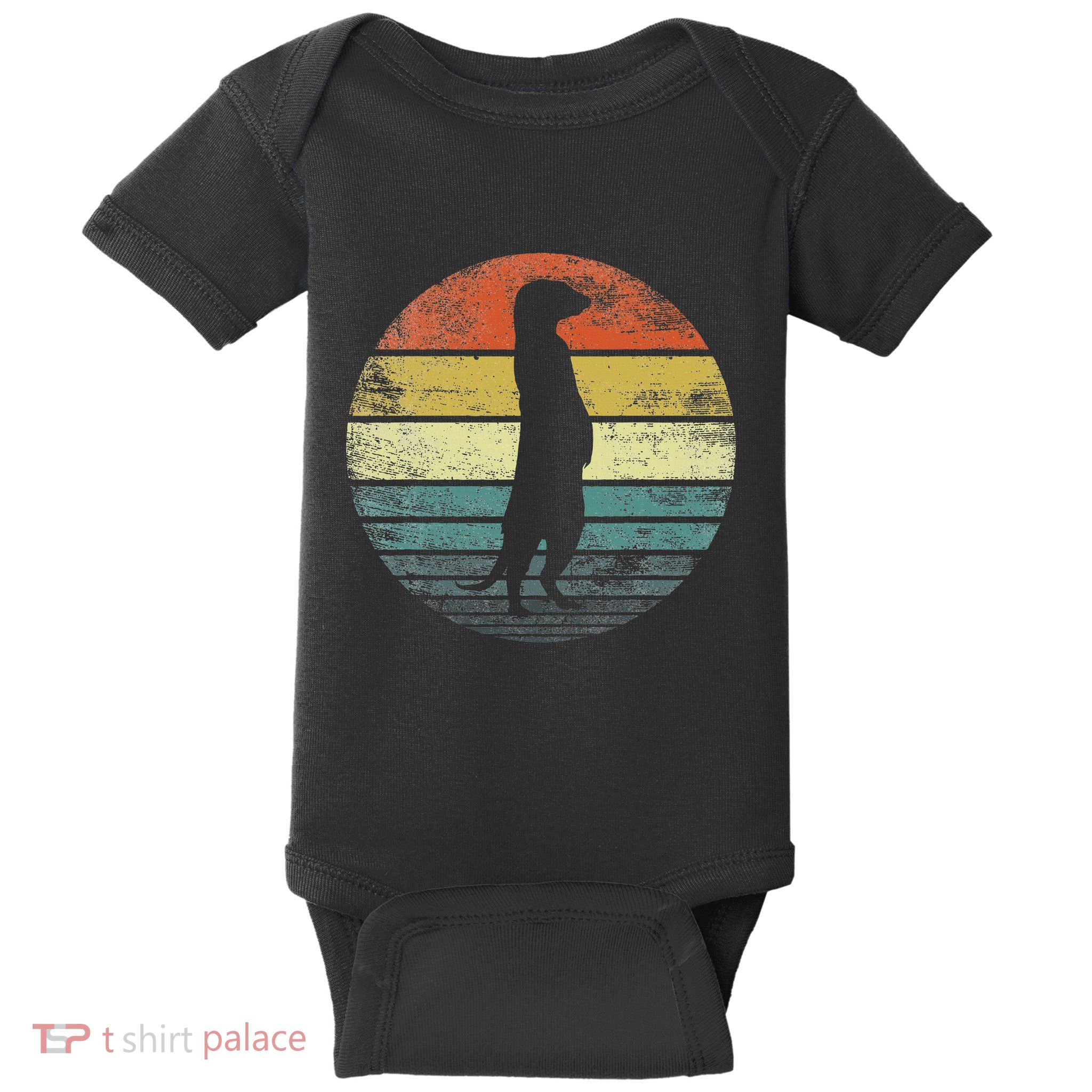 Meerkat Lover Gift Funny Retro Vintage Zoo Animal Silhouette Baby Bodysuit