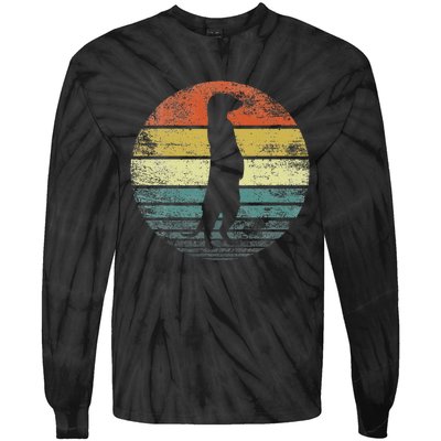 Meerkat Lover Gift Funny Retro Vintage Zoo Animal Silhouette Tie-Dye Long Sleeve Shirt