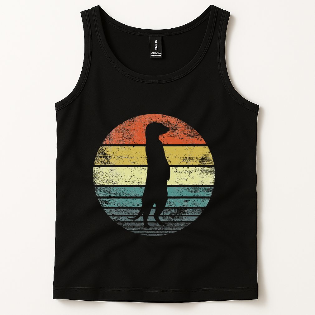 Meerkat Lover Gift Funny Retro Vintage Zoo Animal Silhouette Tank Top