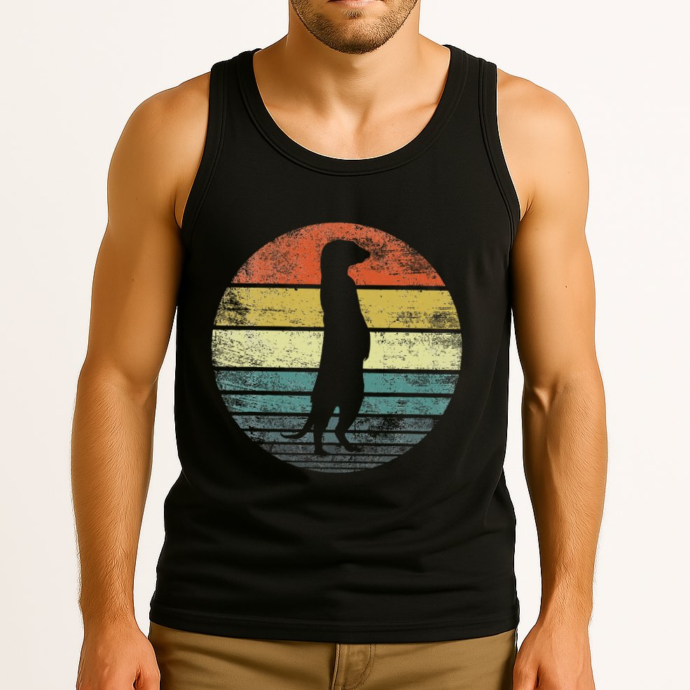 Meerkat Lover Gift Funny Retro Vintage Zoo Animal Silhouette Tank Top