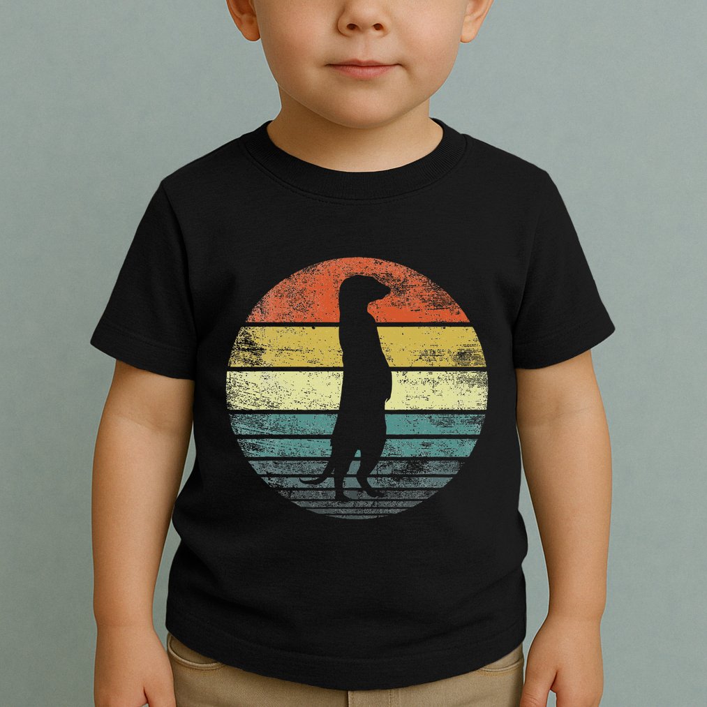Meerkat Lover Gift Funny Retro Vintage Zoo Animal Silhouette Toddler T-Shirt
