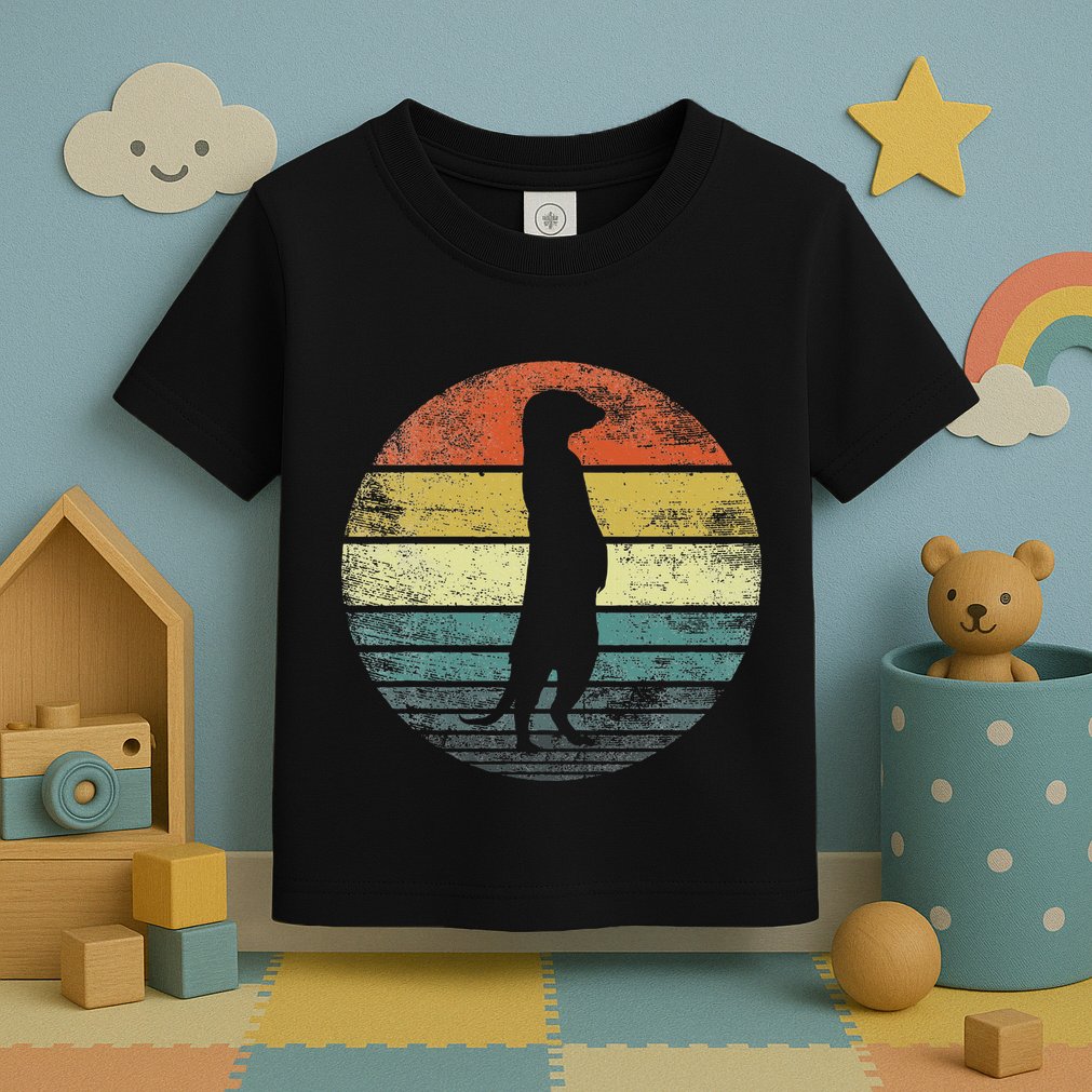 Meerkat Lover Gift Funny Retro Vintage Zoo Animal Silhouette Toddler T-Shirt