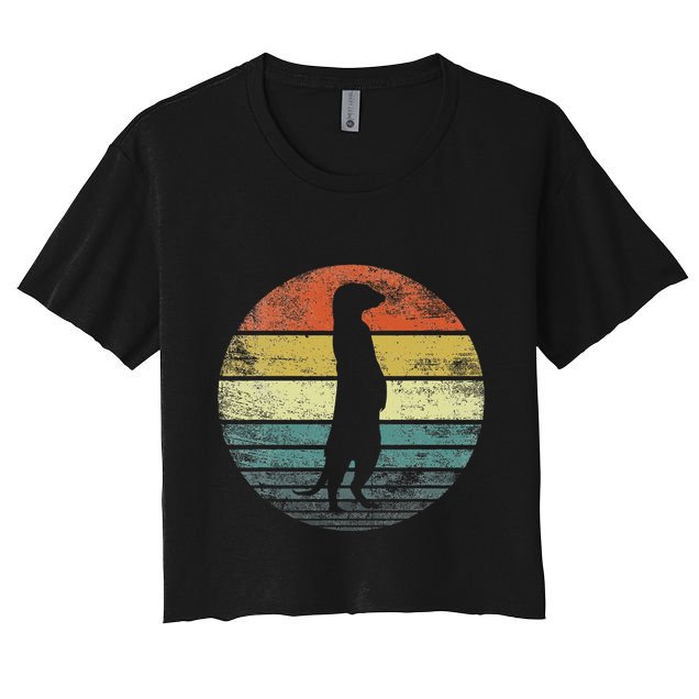 Meerkat Lover Gift Funny Retro Vintage Zoo Animal Silhouette Crop Top