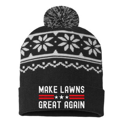 Make Lawns Great Again Funny Lawn Mower Dad Gardener USA-Made Snowflake Beanie