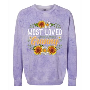 Most Loved Granny Sunflower Cute Mothers Day Funny Gift Colorblast Crewneck Sweatshirt