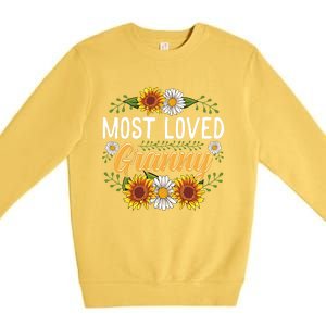 Most Loved Granny Sunflower Cute Mothers Day Funny Gift Premium Crewneck Sweatshirt