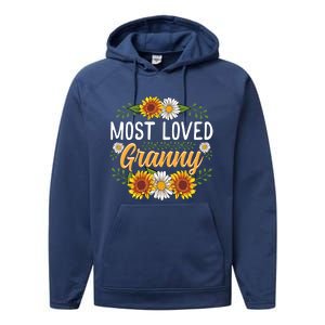 Most Loved Granny Sunflower Cute Mothers Day Funny Gift Performance Fleece Hoodie