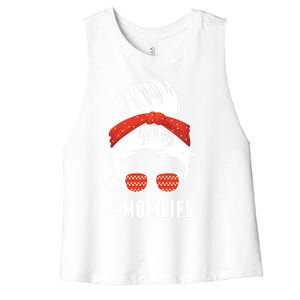 Mom Life Gift Women's Racerback Cropped Tank