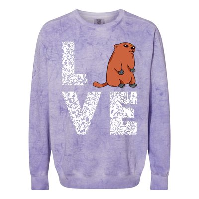 Marmot Love Groundhog Woodchuck Rodent Animal Colorblast Crewneck Sweatshirt