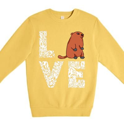 Marmot Love Groundhog Woodchuck Rodent Animal Premium Crewneck Sweatshirt