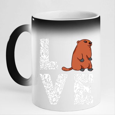 Marmot Love Groundhog Woodchuck Rodent Animal 11oz Black Color Changing Mug