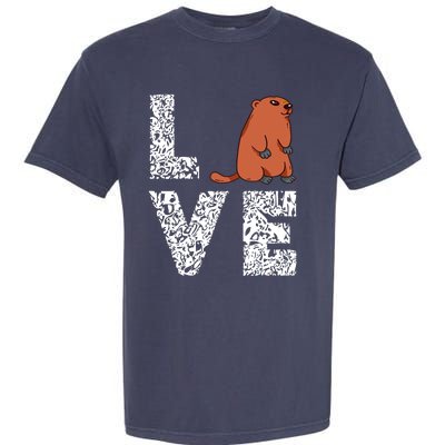 Marmot Love Groundhog Woodchuck Rodent Animal Garment-Dyed Heavyweight T-Shirt