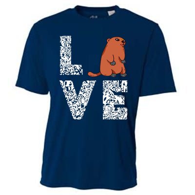 Marmot Love Groundhog Woodchuck Rodent Animal Cooling Performance Crew T-Shirt