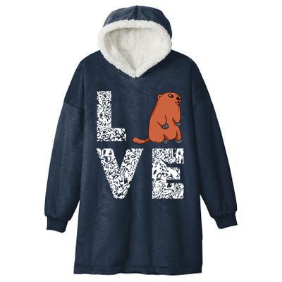 Marmot Love Groundhog Woodchuck Rodent Animal Hooded Wearable Blanket