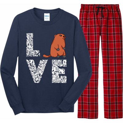 Marmot Love Groundhog Woodchuck Rodent Animal Long Sleeve Pajama Set