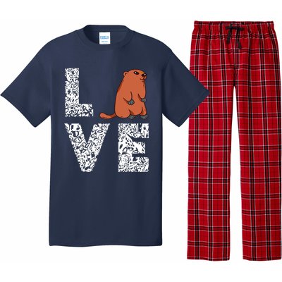 Marmot Love Groundhog Woodchuck Rodent Animal Pajama Set