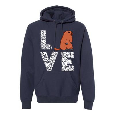 Marmot Love Groundhog Woodchuck Rodent Animal Premium Hoodie