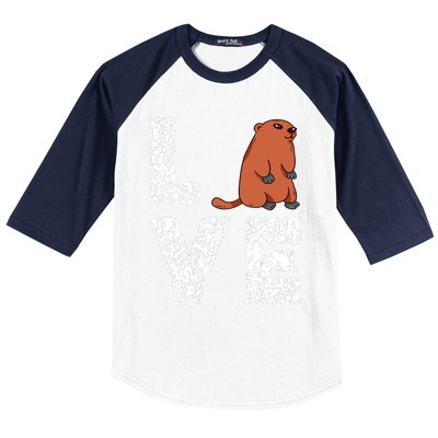 Marmot Love Groundhog Woodchuck Rodent Animal Baseball Sleeve Shirt