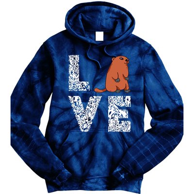 Marmot Love Groundhog Woodchuck Rodent Animal Tie Dye Hoodie