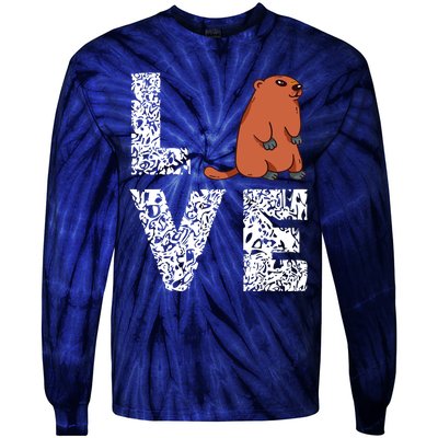 Marmot Love Groundhog Woodchuck Rodent Animal Tie-Dye Long Sleeve Shirt