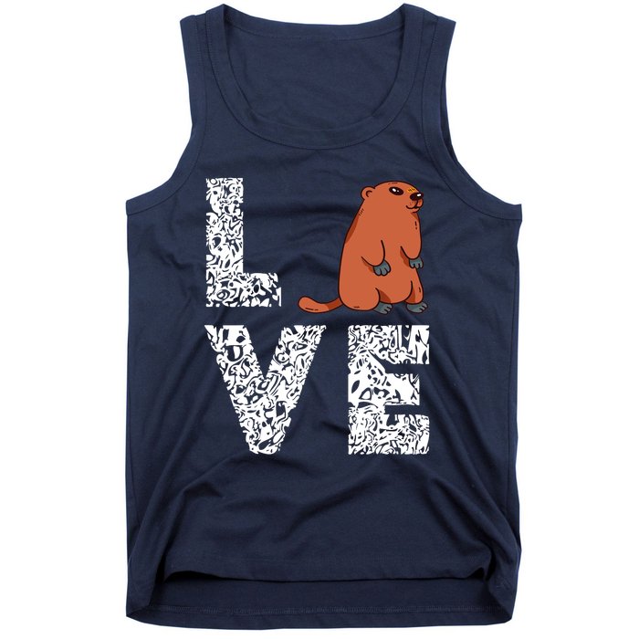 Marmot Love Groundhog Woodchuck Rodent Animal Tank Top