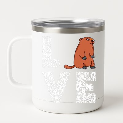 Marmot Love Groundhog Woodchuck Rodent Animal 12 oz Stainless Steel Tumbler Cup