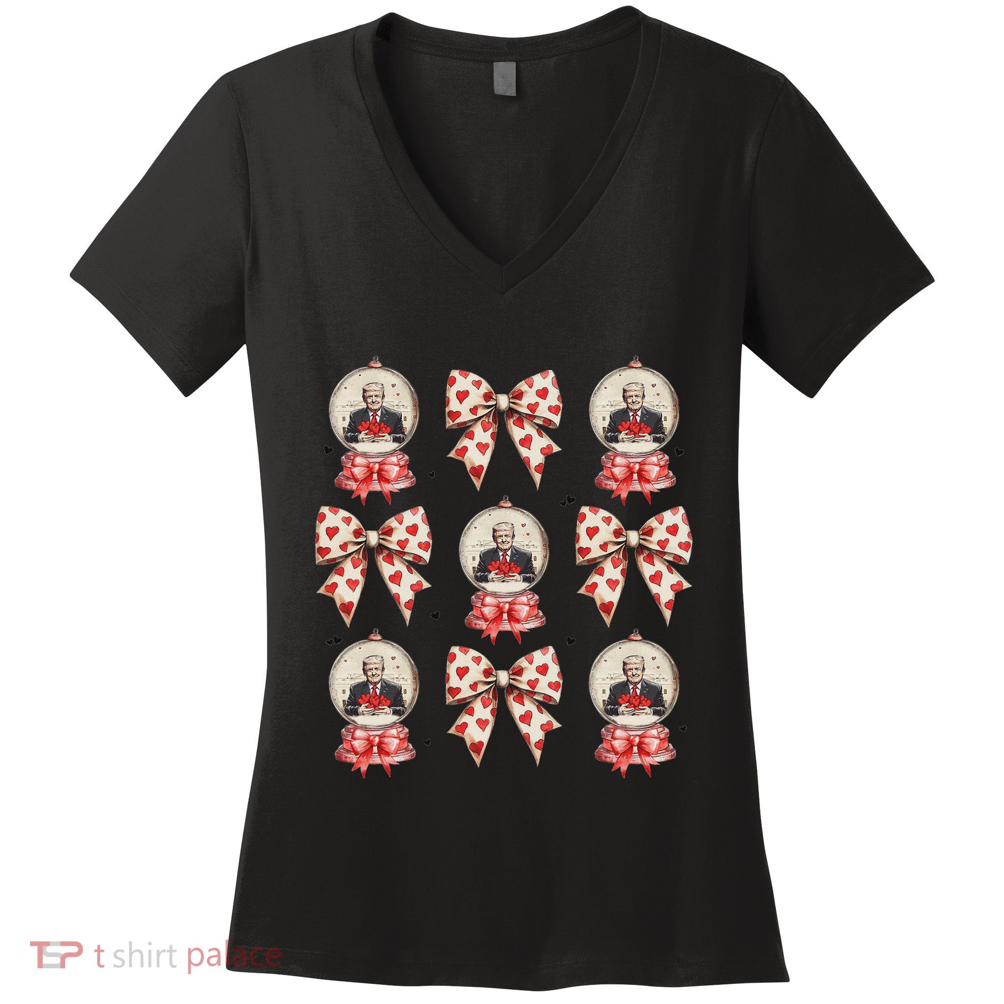 Make Love Great Again Trump Is My Valentine Coquette Bow Women's V-Neck T-Shirt