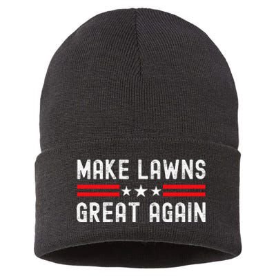 Make Lawns Great Again Lawn Mower Dad Gardener Sustainable Knit Beanie