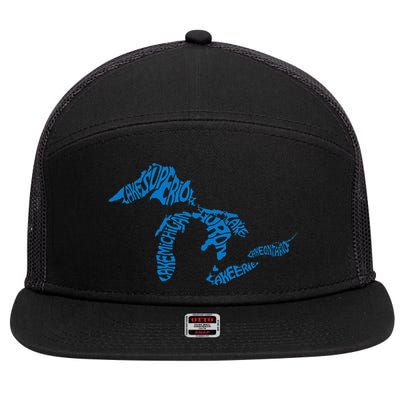 Michigan Love Great Lakes 7 Panel Mesh Trucker Snapback Hat