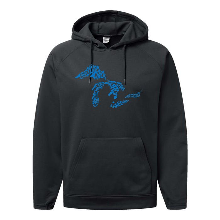 Michigan Love Great Lakes Performance Fleece Hoodie