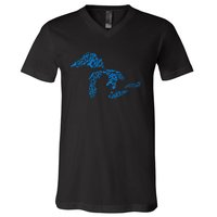 Michigan Love Great Lakes V-Neck T-Shirt