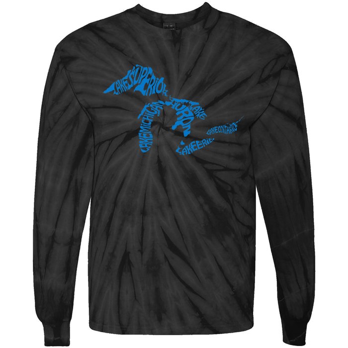 Michigan Love Great Lakes Tie-Dye Long Sleeve Shirt