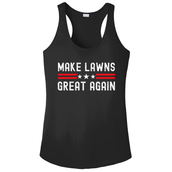 Make Lawns Great Again Funny Lawn Mower Dad Gardener Ladies PosiCharge Competitor Racerback Tank