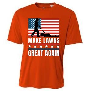 Make Lawns Great Again Funny Lawn Mower Patriotic Usa Flag Gift Cooling Performance Crew T-Shirt