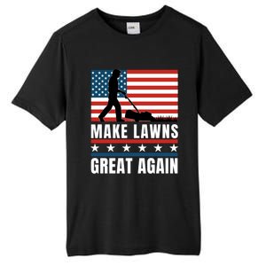 Make Lawns Great Again Funny Lawn Mower Patriotic Usa Flag Gift Tall Fusion ChromaSoft Performance T-Shirt