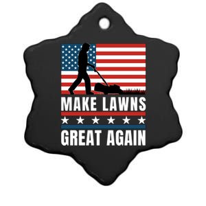 Make Lawns Great Again Funny Lawn Mower Patriotic Usa Flag Gift Ceramic Star Ornament