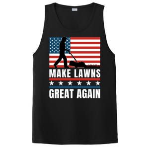 Make Lawns Great Again Funny Lawn Mower Patriotic Usa Flag Gift PosiCharge Competitor Tank