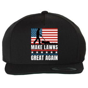 Make Lawns Great Again Funny Lawn Mower Patriotic Usa Flag Gift Wool Snapback Cap