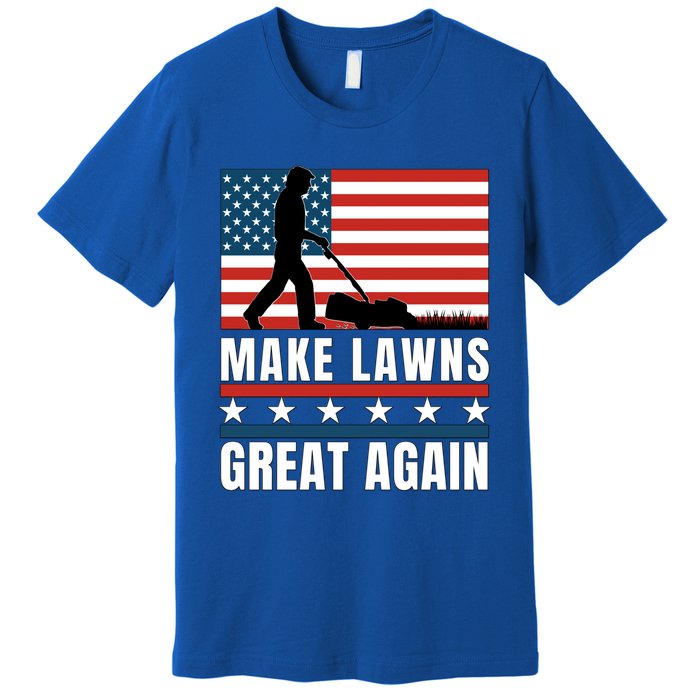 Make Lawns Great Again Funny Lawn Mower Patriotic Usa Flag Gift Premium T-Shirt