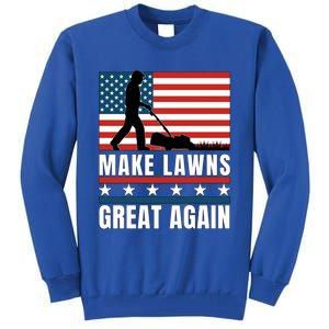 Make Lawns Great Again Funny Lawn Mower Patriotic Usa Flag Gift Tall Sweatshirt