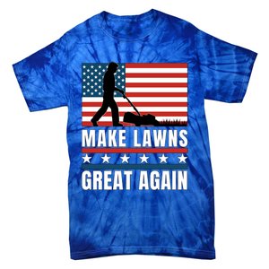 Make Lawns Great Again Funny Lawn Mower Patriotic Usa Flag Gift Tie-Dye T-Shirt