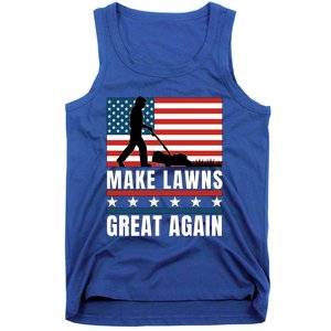 Make Lawns Great Again Funny Lawn Mower Patriotic Usa Flag Gift Tank Top