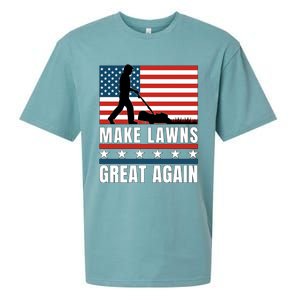 Make Lawns Great Again Funny Lawn Mower Patriotic Usa Flag Gift Sueded Cloud Jersey T-Shirt