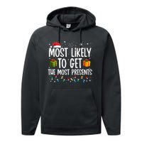 Most Likely Get Most Presents Funny Family Christmas Performance Fleece Hoodie