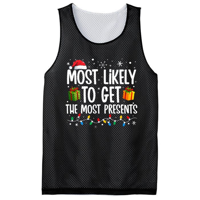 Most Likely Get Most Presents Funny Family Christmas Mesh Reversible Basketball Jersey Tank