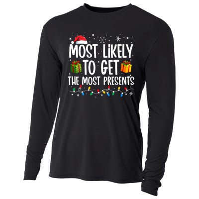 Most Likely Get Most Presents Funny Family Christmas Cooling Performance Long Sleeve Crew