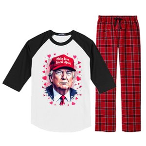 Make Love Great Again Funny Trump ValentineS Day 2025 Raglan Sleeve Pajama Set