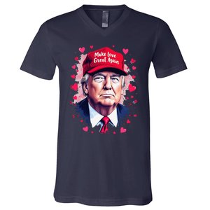 Make Love Great Again Funny Trump ValentineS Day 2025 V-Neck T-Shirt