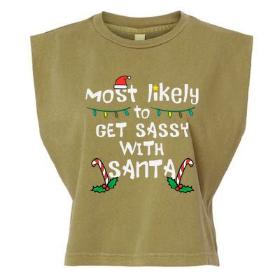 Most Likely Get Sassy With Santa Christmas Xmas Family Match Garment-Dyed Women's Muscle Tee