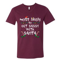 Most Likely Get Sassy With Santa Christmas Xmas Family Match V-Neck T-Shirt